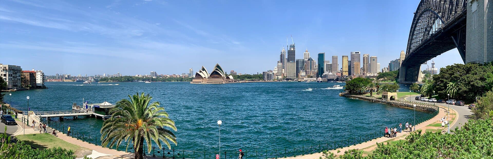 Sydney Harbour from Kirribilli, with the Opera House and Harbour Bridge across the water.